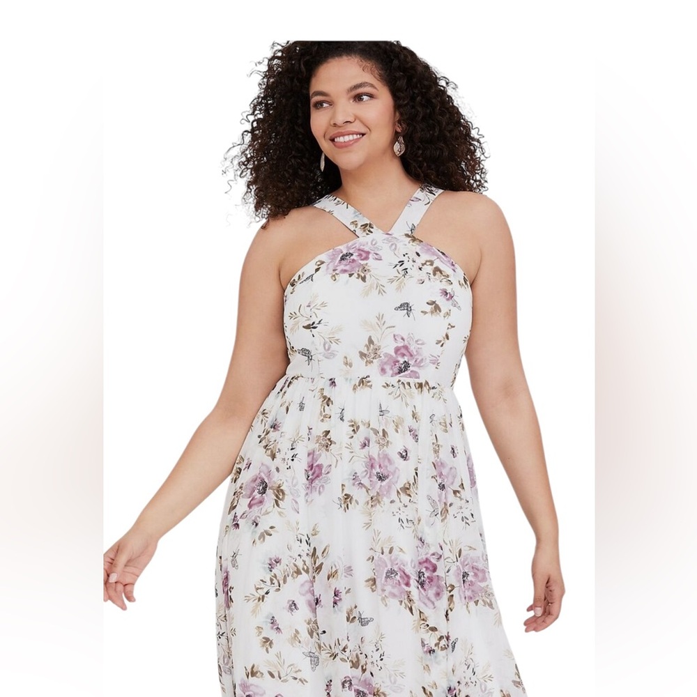 Torrid Women Plus Size 24 Maxi Chiffon‎ Floral Dress NWT Bride Chic
